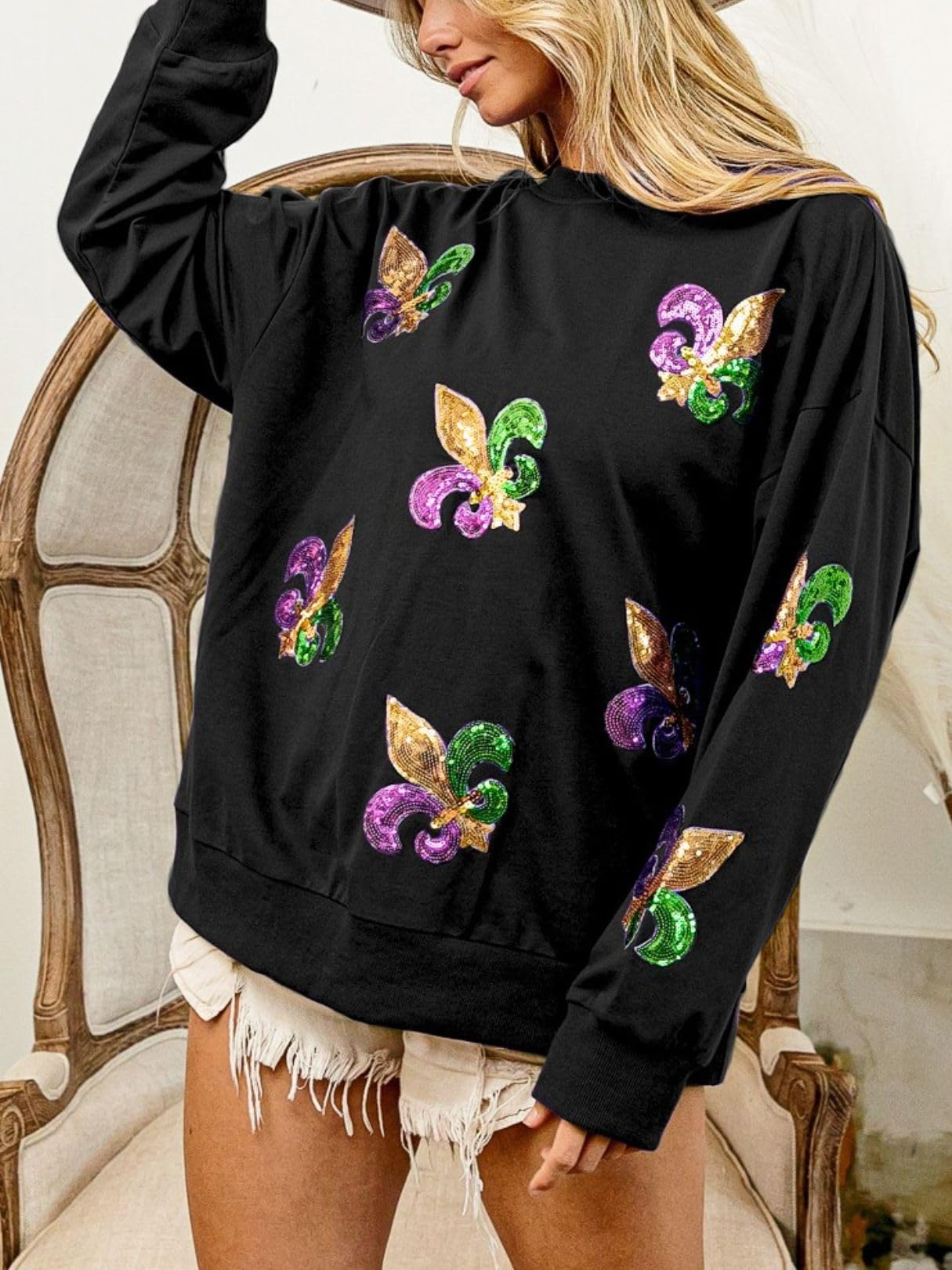 Women's Fashion Glitter Knitted Sweatshirt