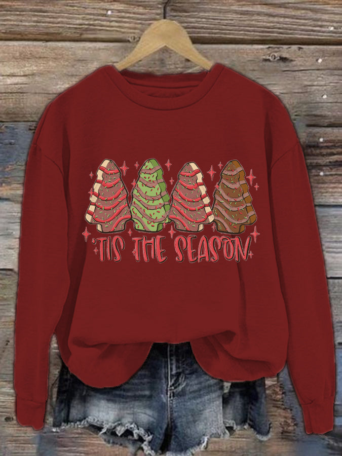 Women's Christmas Tree Printed Crew Neck Sweatshirt