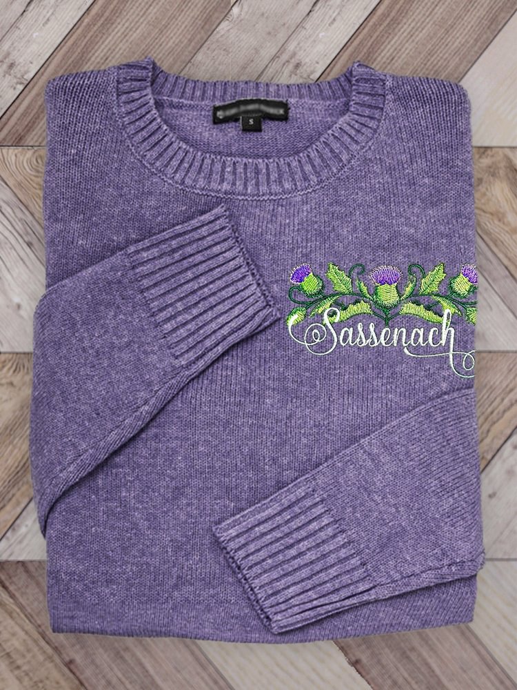 Sassenach Historical Tv Show Floral Embroidered Cozy Sweater