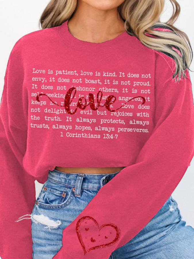 Women's "Love is patient" printed sweatshirt