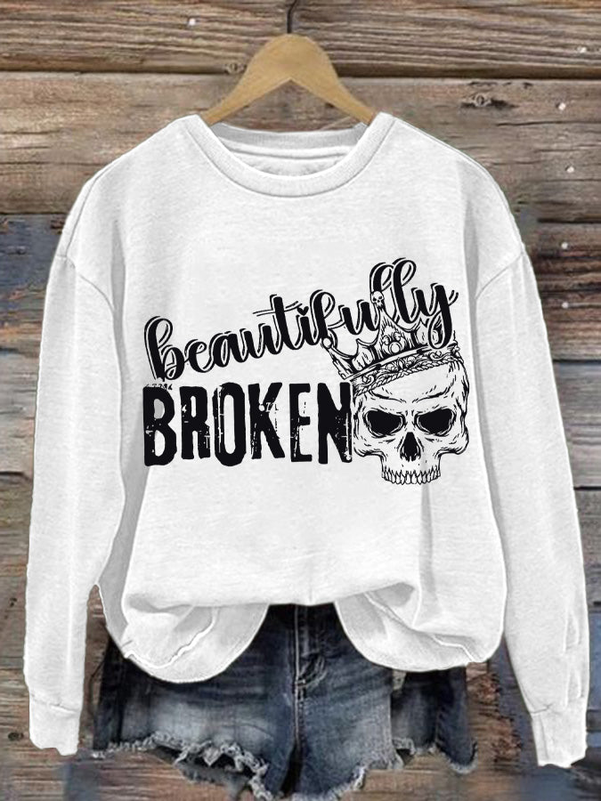 Lässiges Sweatshirt mit Country-Musik-Aufdruck für Damen