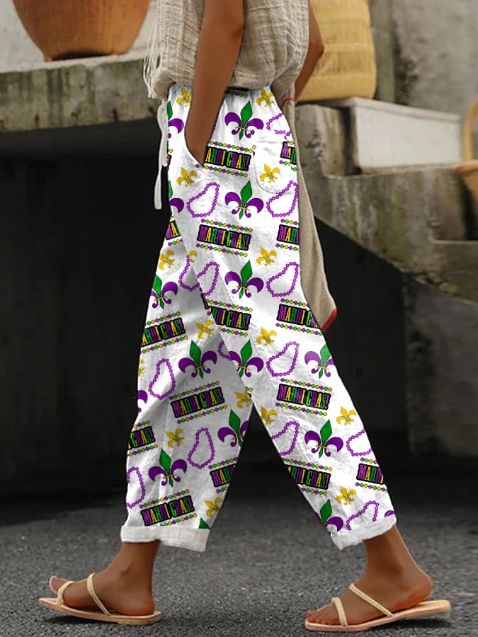 Women's Mardi Gras Print Casual Pants