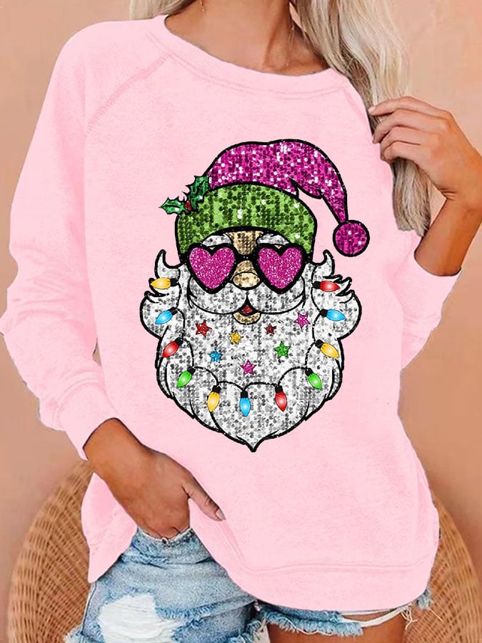 Women's Christmas Santa Print Casual Sweatshirt