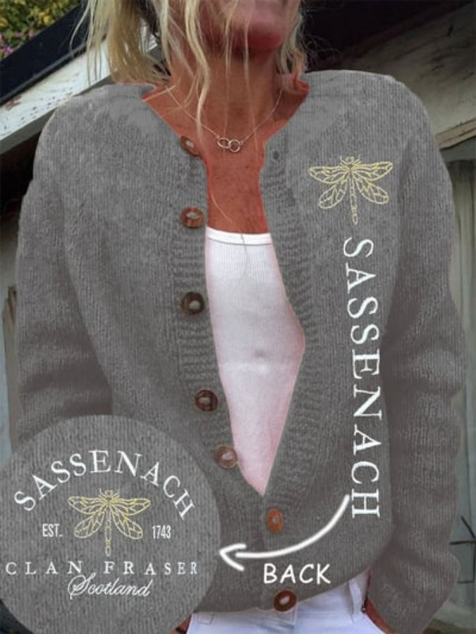 Women's Sassenach Est.1743 Clan Fraser Outlander Printed Knitted Cardigan