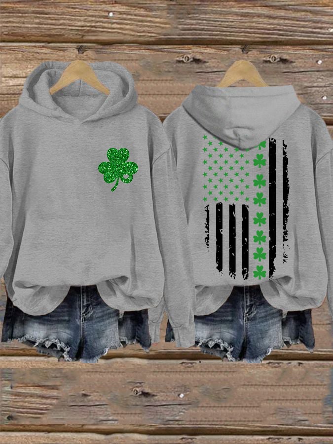 Women's St. Patrick's Day Flag Shamrock Hooded Sweatshirt