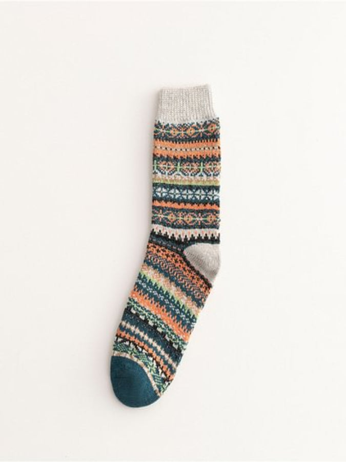 Soft Warm Retro Tribal Color Block Socks