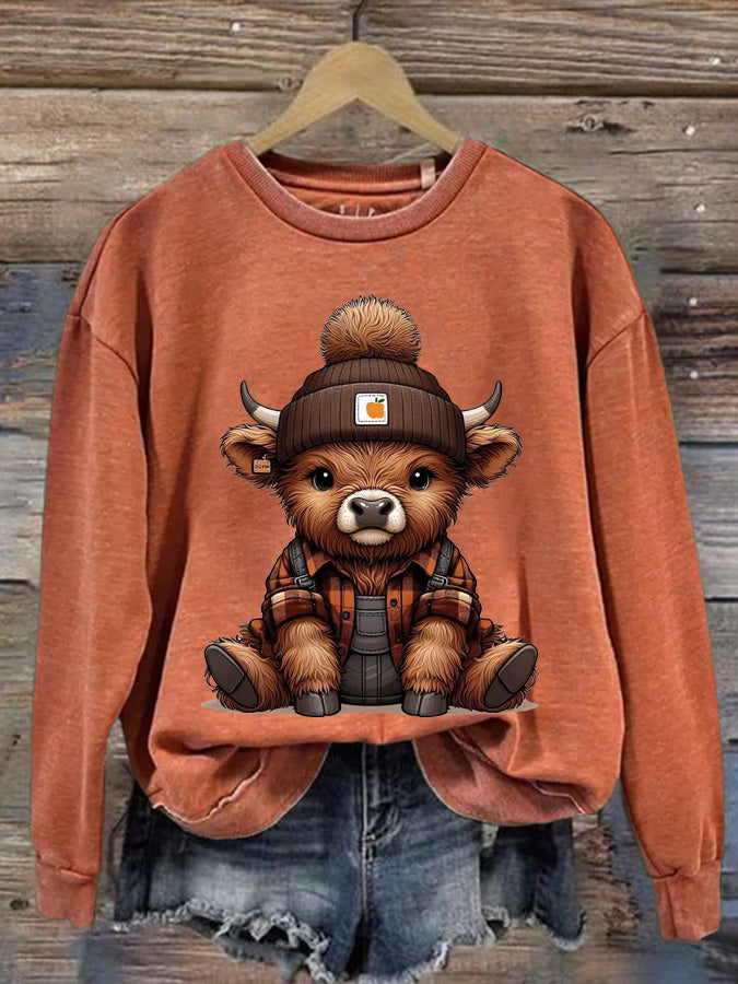 Women's Highland Cow Print Casual Sweatshirt