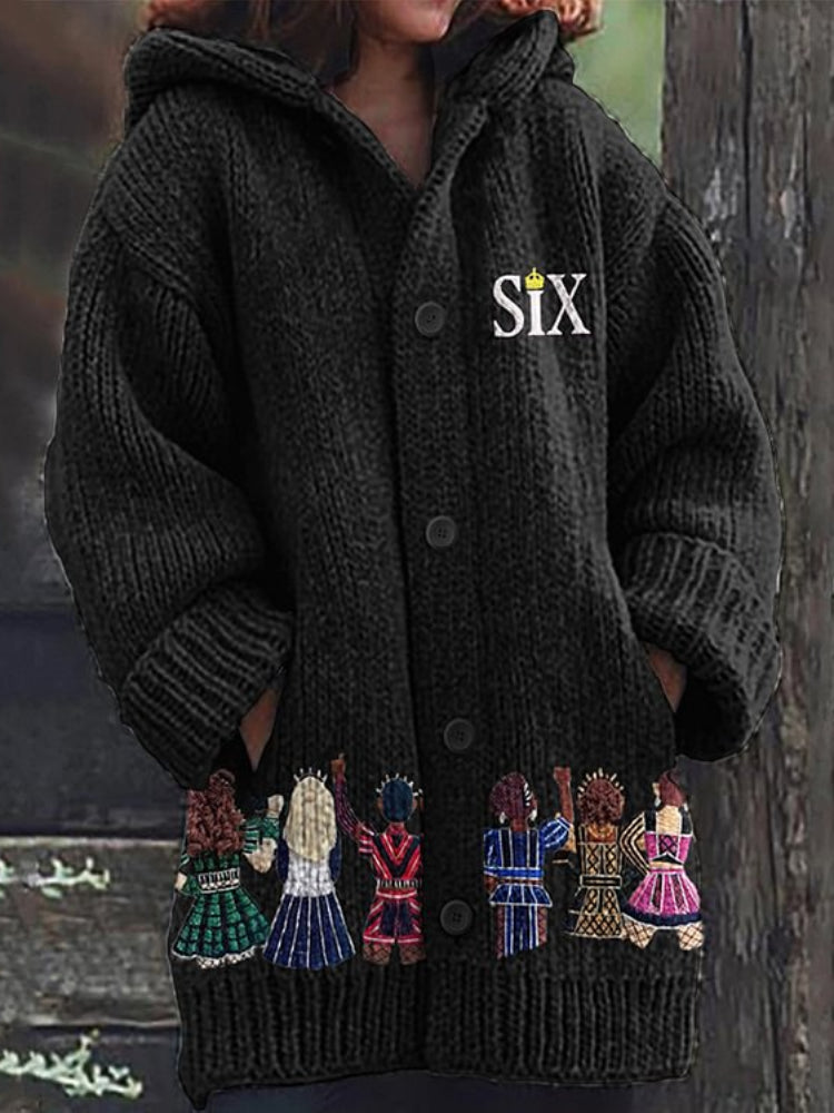 Six Musical Theater Character Embroidery Design Sweater Cardigan