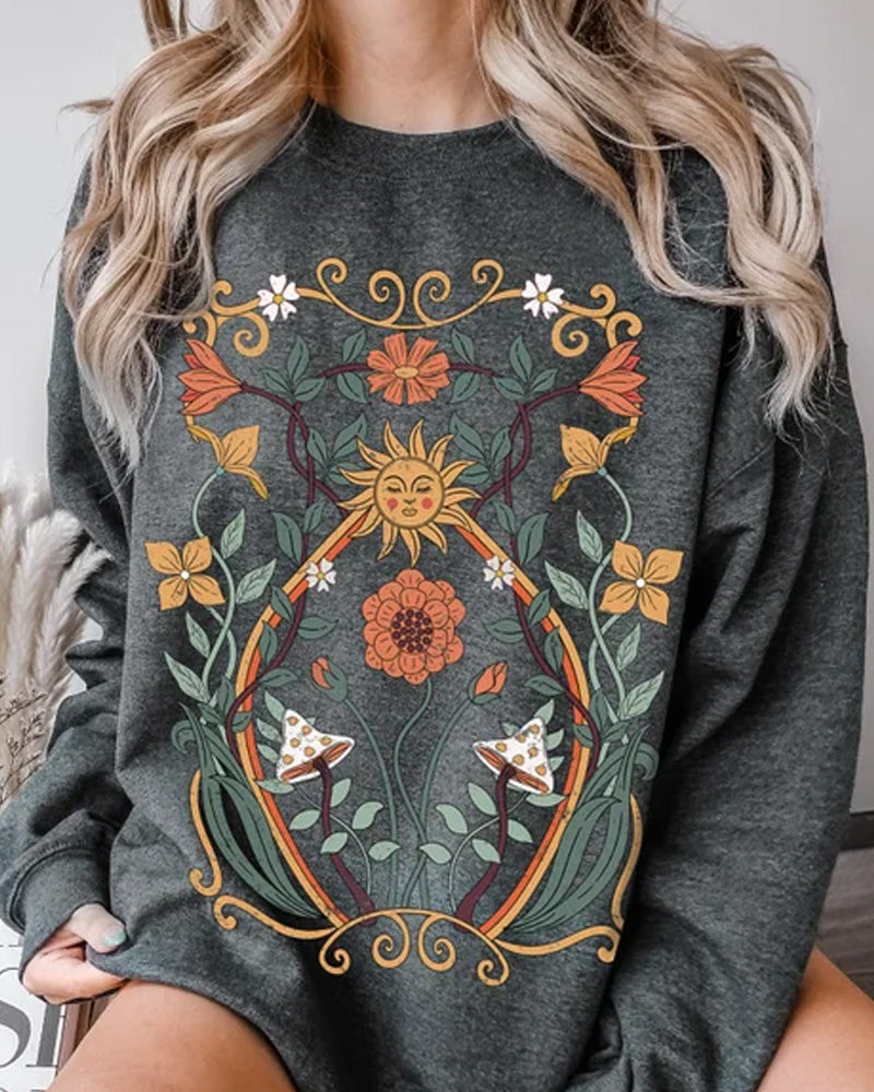 Women's Floral Style Print Sweatshirt