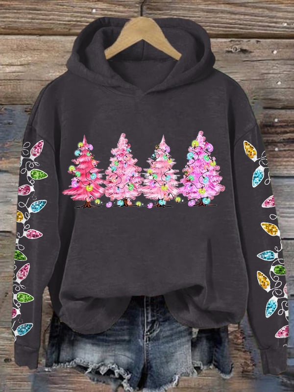 Women's Christmas Tree Lights Print Sweatshirt