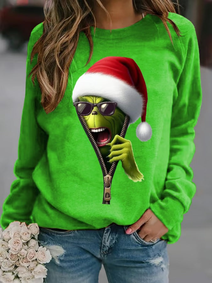 Women's Christmas Printed Crew Neck Sweatshirt