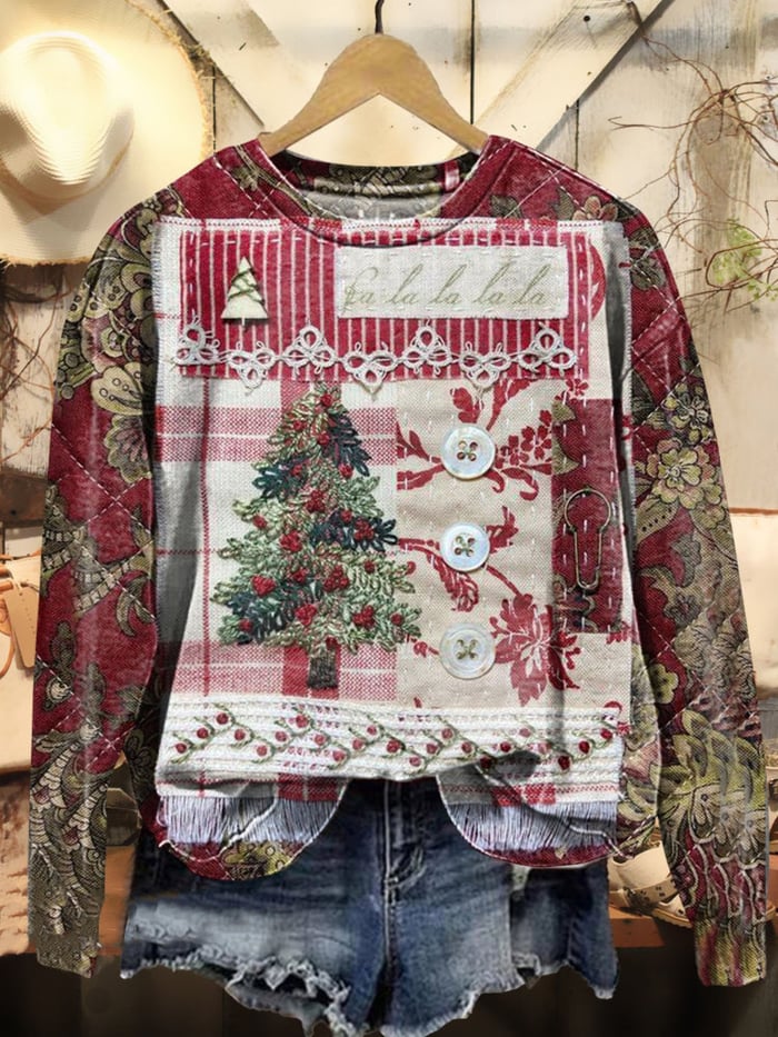 Women's Merry Christmas Art Print Casual Sweatshirt