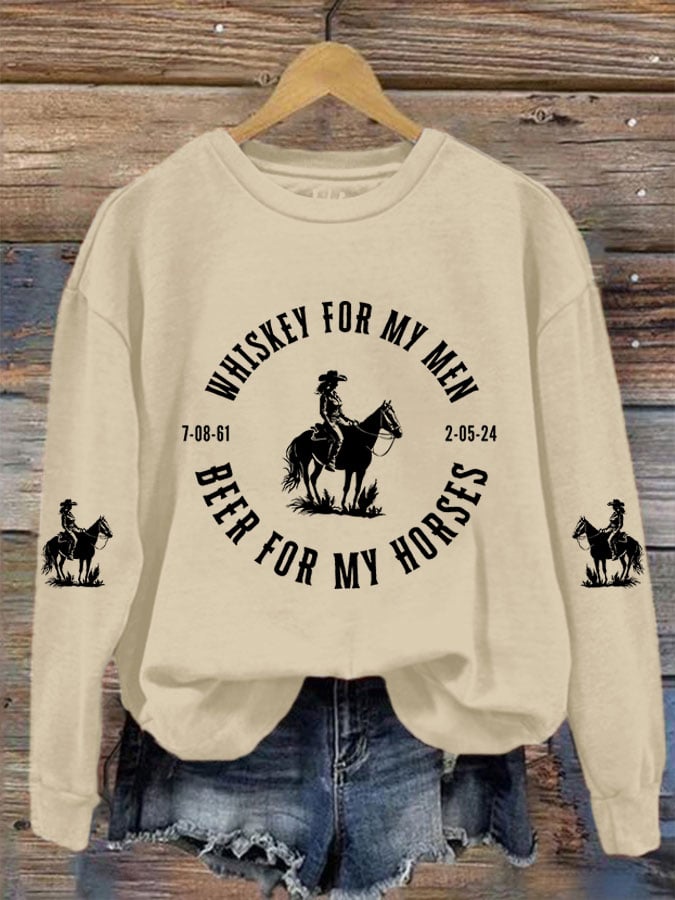 Women's Beer for My Horses Print Sweatshirt