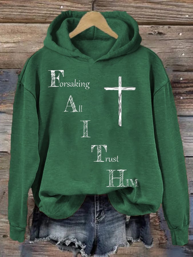 Women'S Faith Printed Casual Hoodie