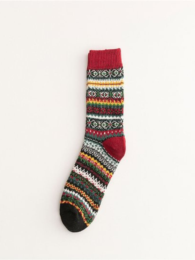 Soft Warm Retro Tribal Color Block Socks