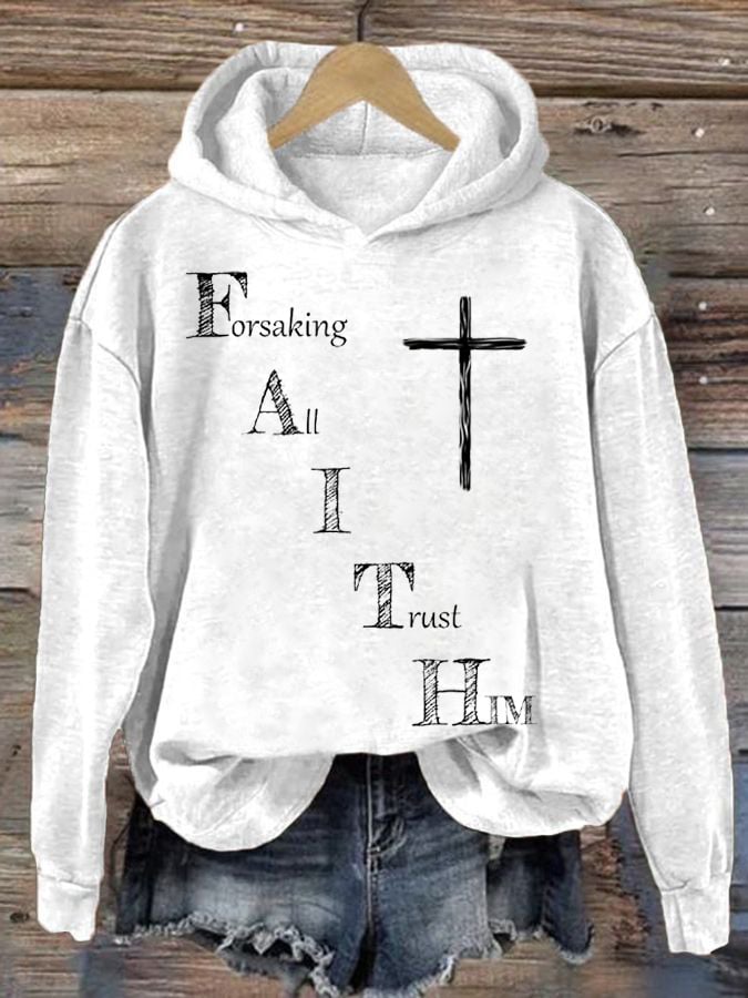 Women'S Faith Printed Casual Hoodie