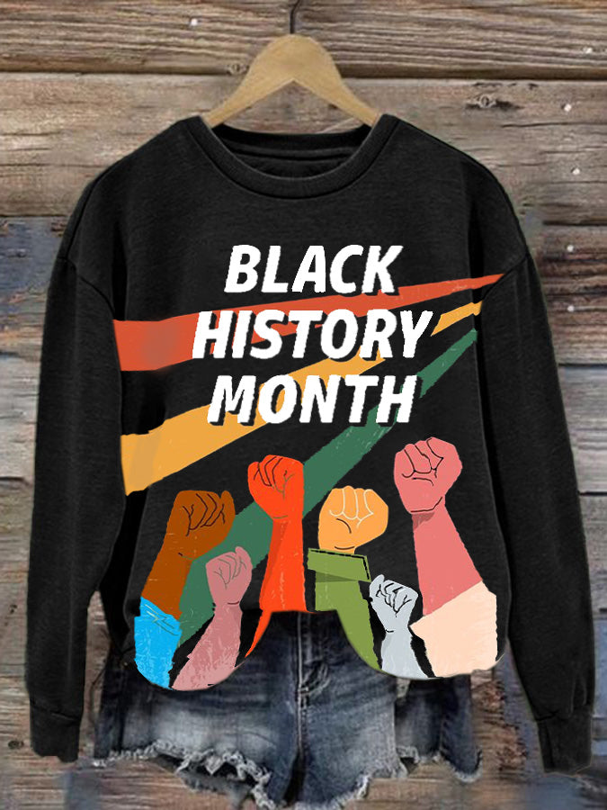 Women's Black History Printed Round Neck Sweatshirt