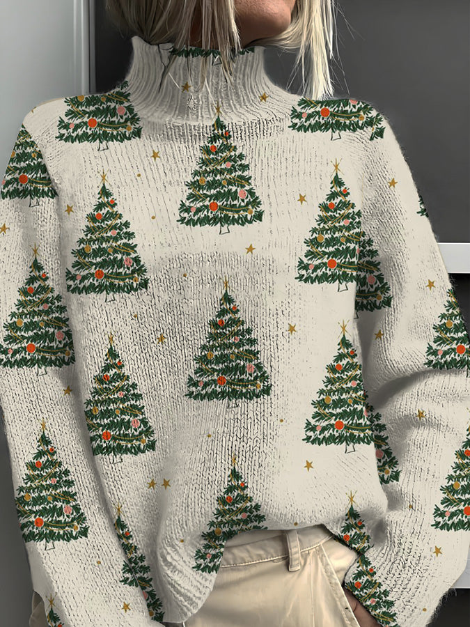 Lässiger Strickpullover im Weihnachtsstil für Damen