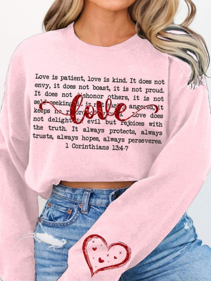 Women's "Love is patient" printed sweatshirt