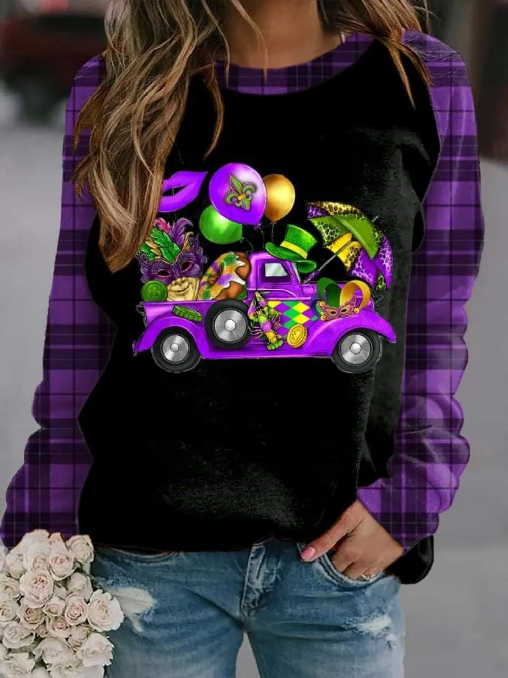 Women's Mardi Gras Carnival Crewneck Sweatshirt