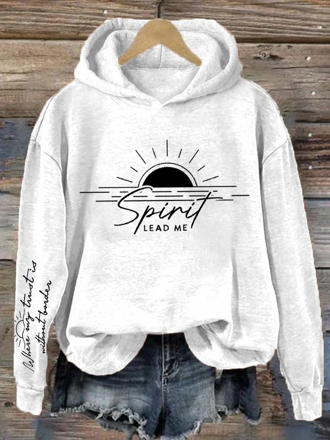 Women's Spirit Lead Me Elegant Boho Christian Quote Print Hoodie