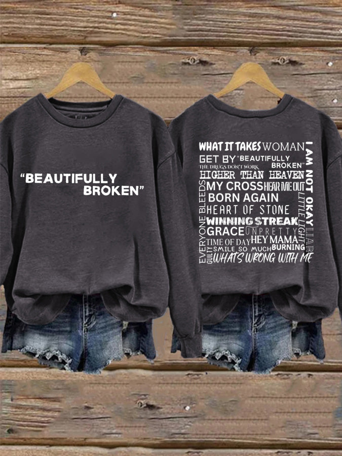 Lässiges Sweatshirt mit Country-Musik-Aufdruck für Damen