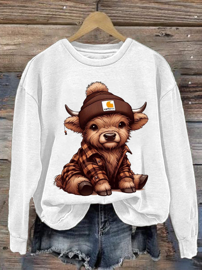 Women's Highland Cow Print Casual Sweatshirt