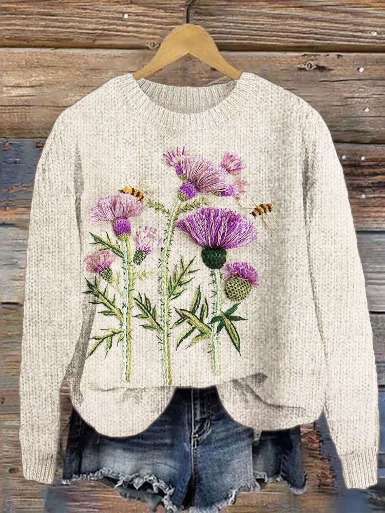 Women's Felt Cozy Knit Sweater