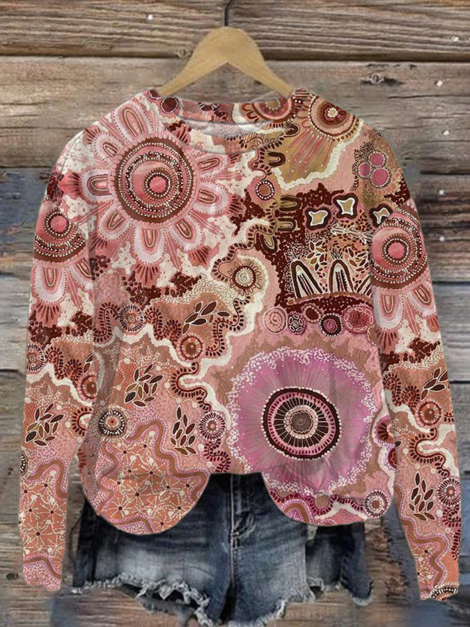 Lässiges Sweatshirt mit Vintage-Blumen-Kunstdruck