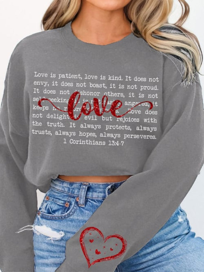 Women's "Love is patient" printed sweatshirt