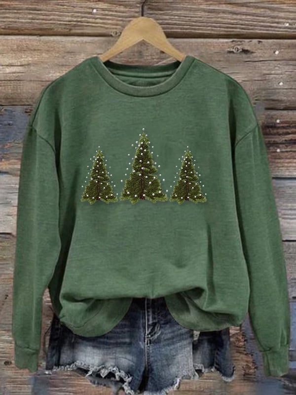 Women's Christmas Tree Print Sweatshirt