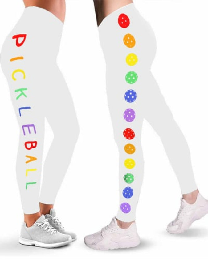 Women's Colorful Pickleball Print Leggings