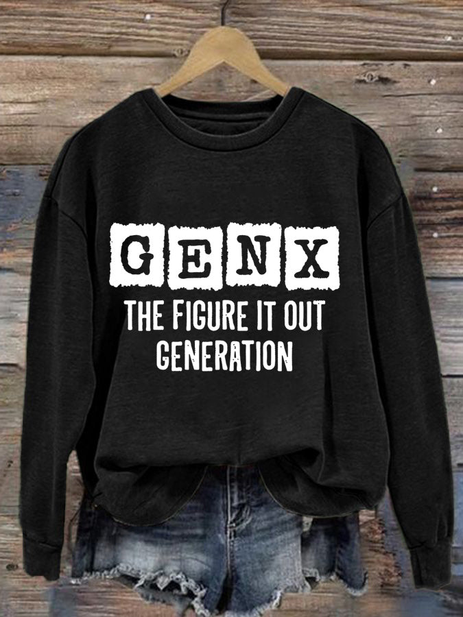 Lässiges Rundhals-Sweatshirt mit Gen X-Print für Damen