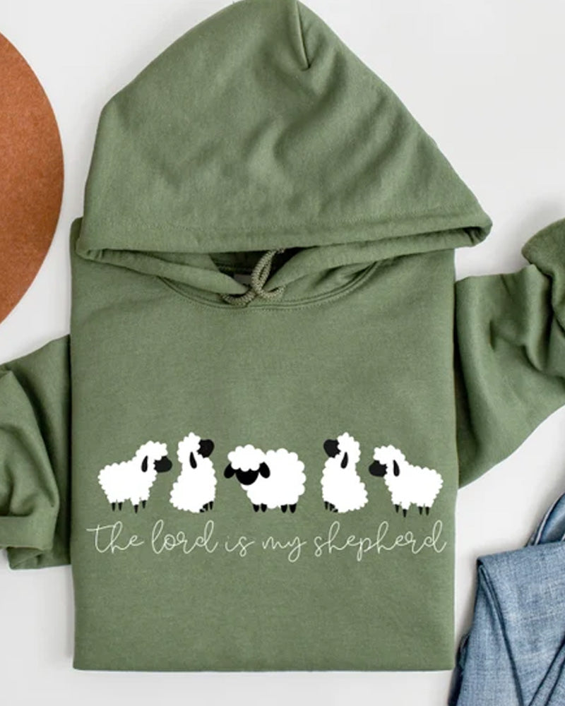 Women's Sheep Print Hoodie Sweatshirt