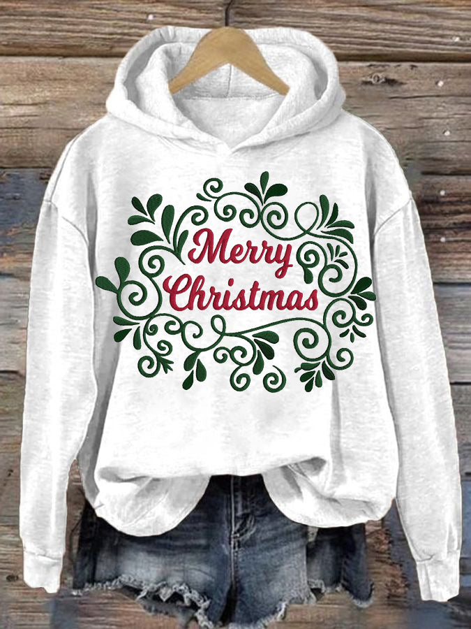 Women's Christmas Print Hooded Sweatshirt