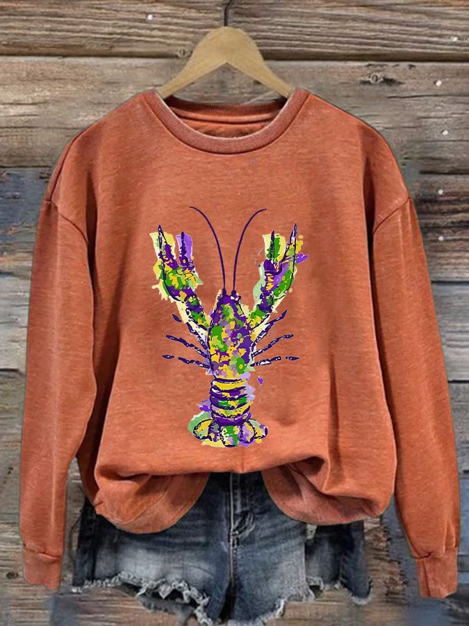 Women's Carnival Crawfish Print Sweatshirt