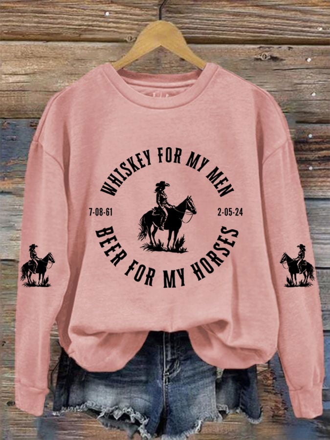 Women's Beer for My Horses Print Sweatshirt