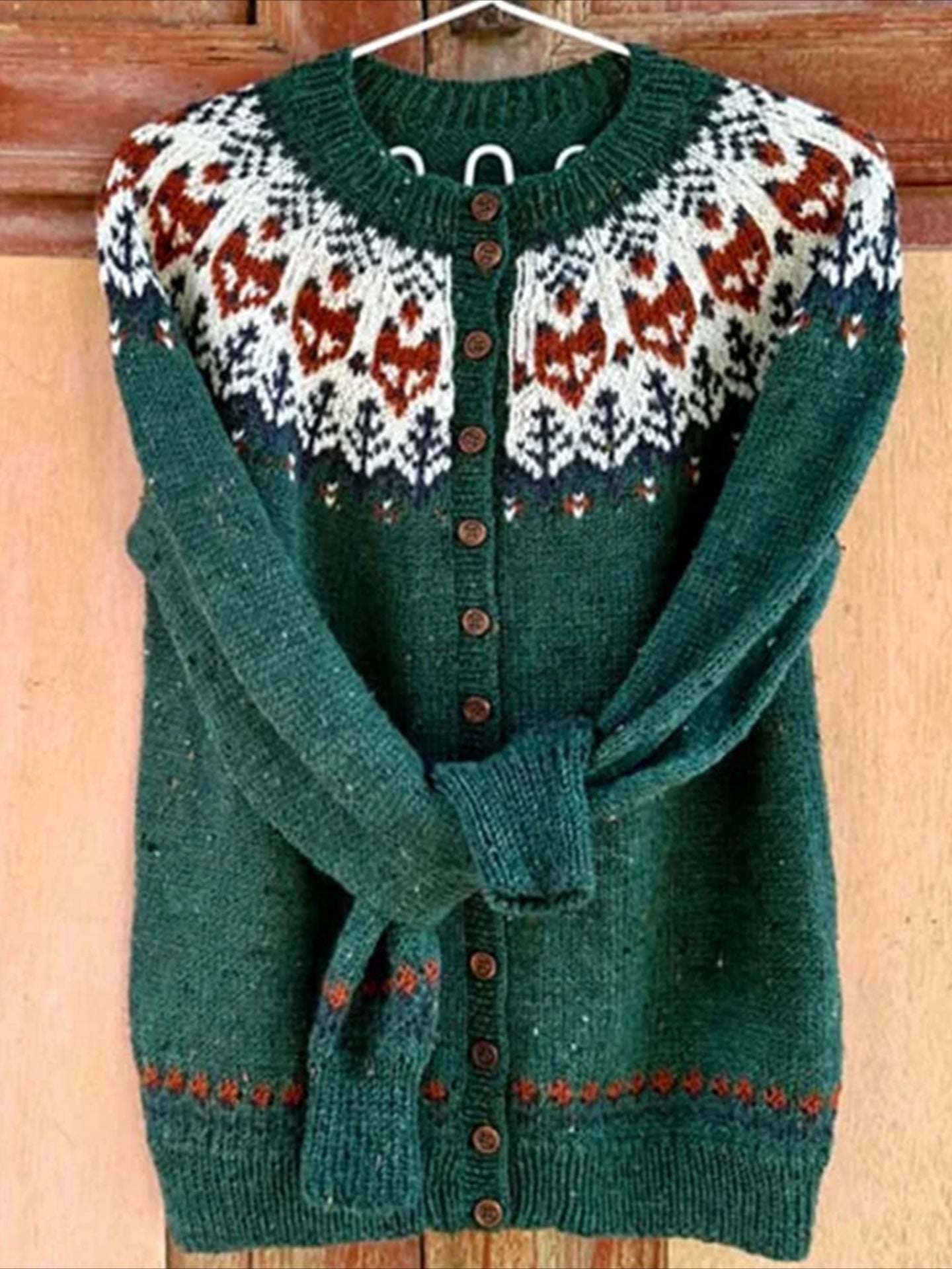 Women's Casual Retro Jacquard Knitted Cardigan