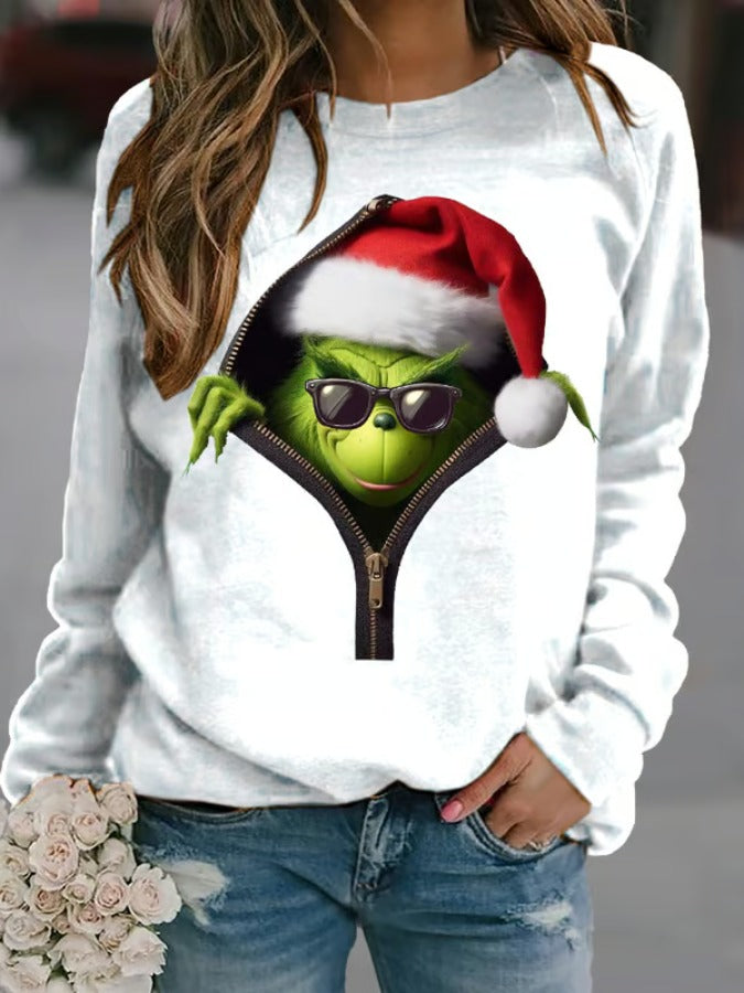 Women's Christmas Printed Crew Neck Sweatshirt