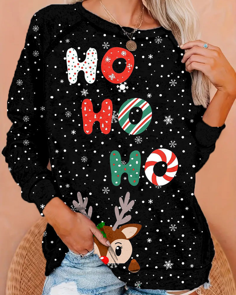 Women's Christmas Art Print Sweatshirt