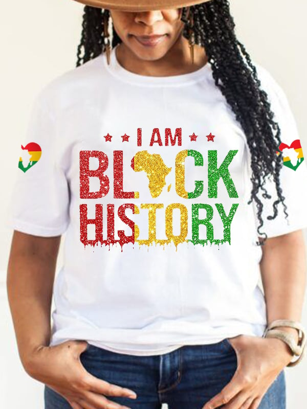 Women's I‘m Black History Love Heart Casual Tee