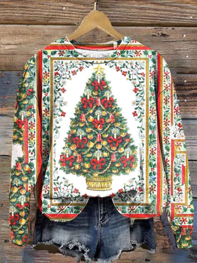 Women's Vintage Christmas Printed Sweatshirt