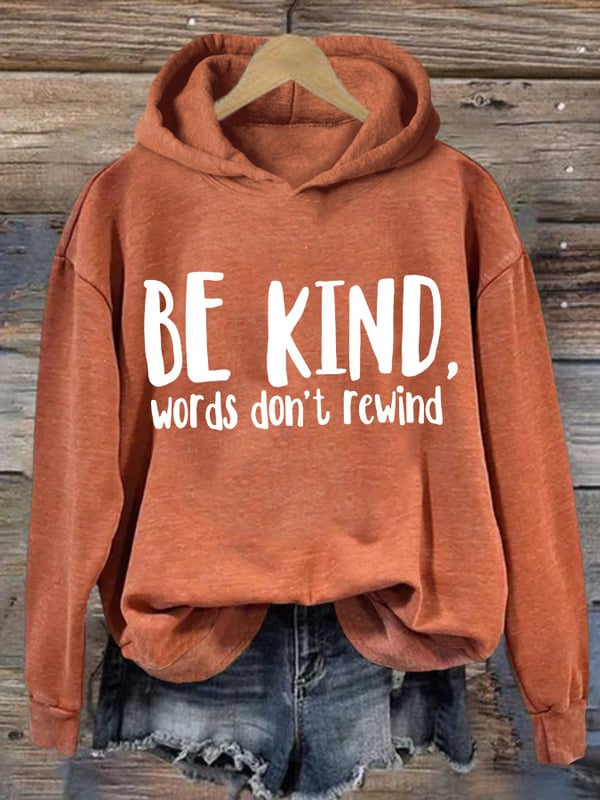 Retro Bullying Prevention Awareness Be Kind Words Don't Rewind Print Hoodie