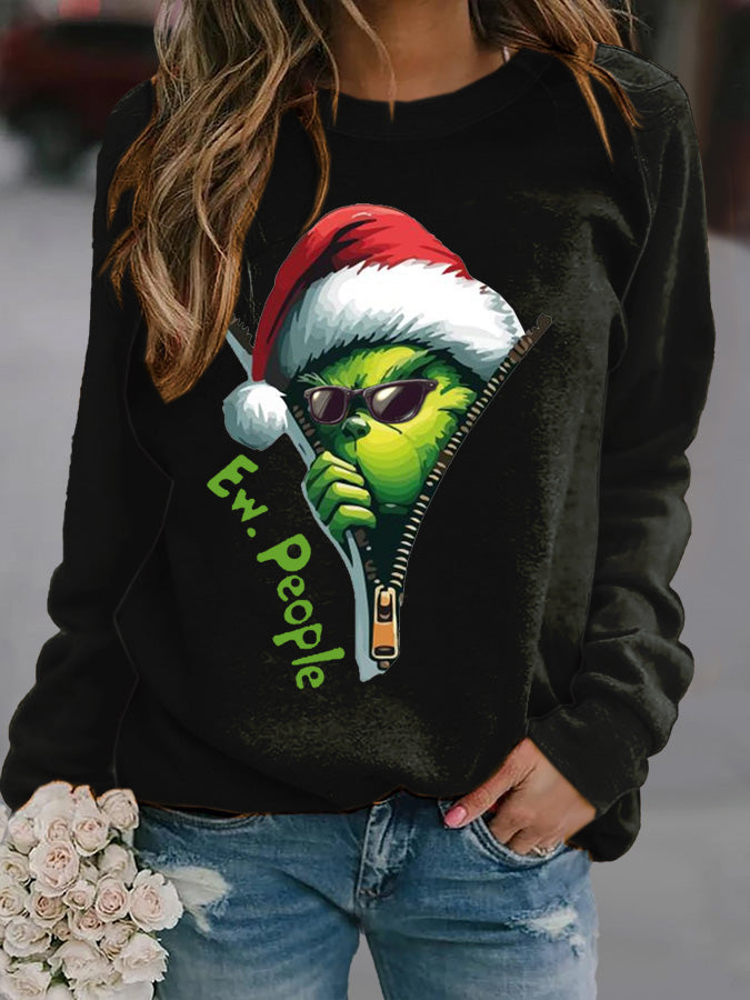 Women's Christmas Printed Crew Neck Sweatshirt