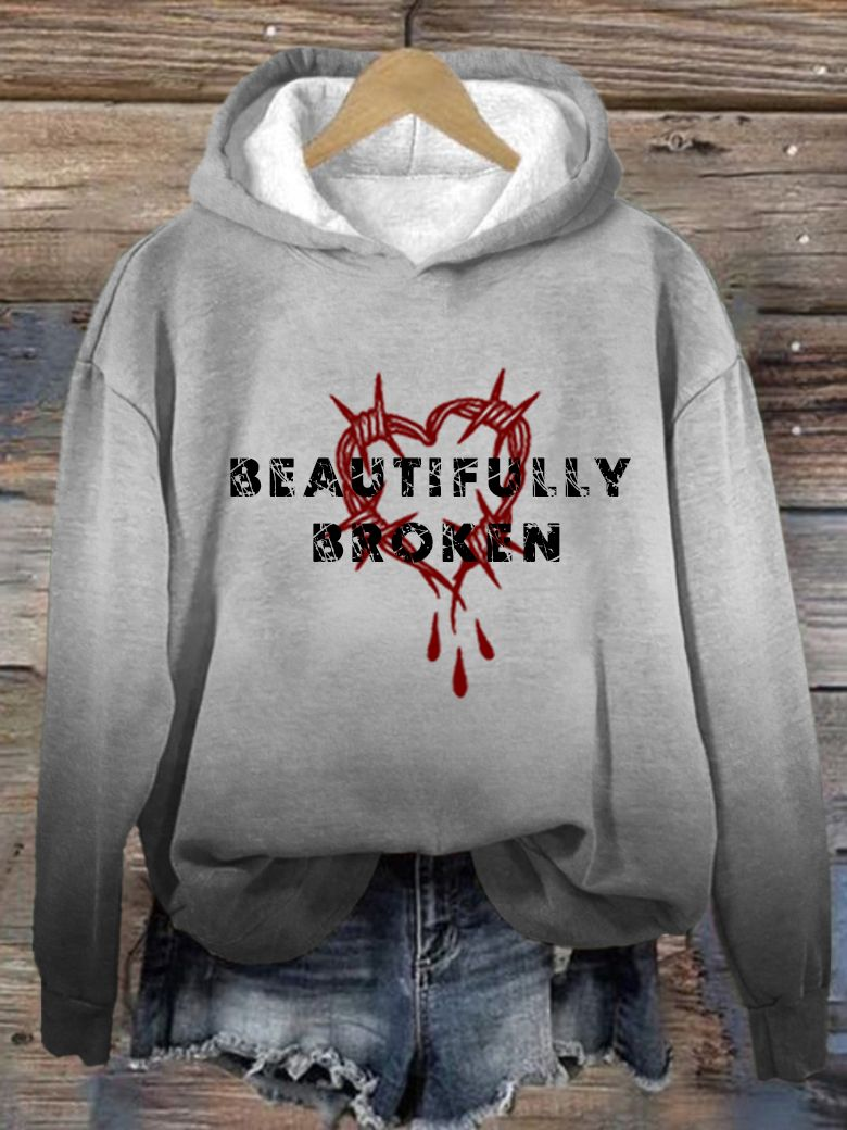 Women's Print Casual Hooded Sweatshirt