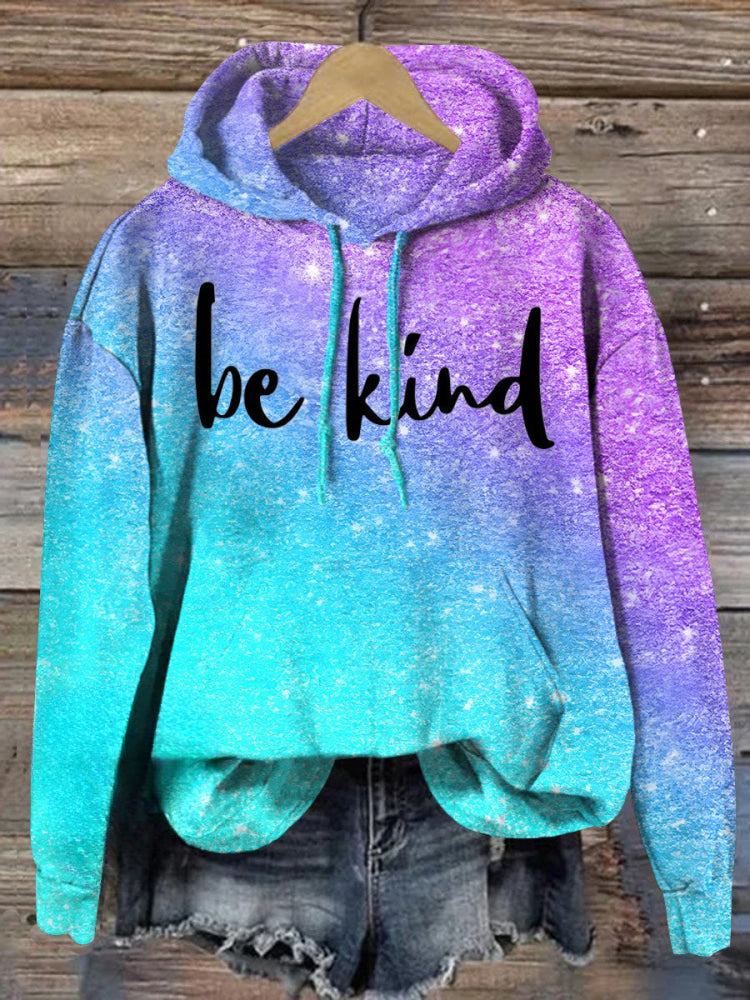 Mental Health Awareness Inspirational Be Kind Print Casual Hoodie Sweatshirt