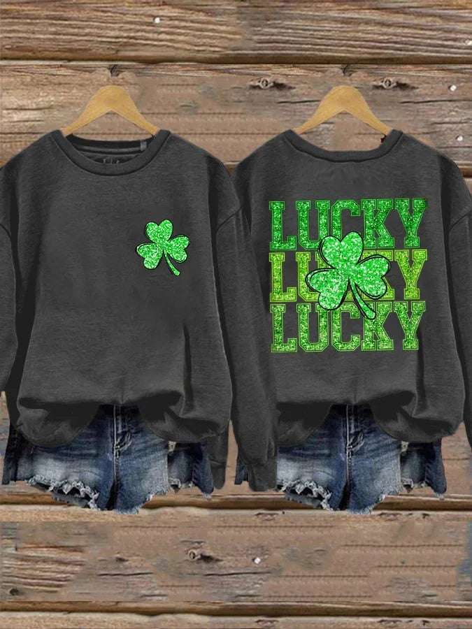 Women's St. Patrick's Day Shamrock Print Sweatshirt