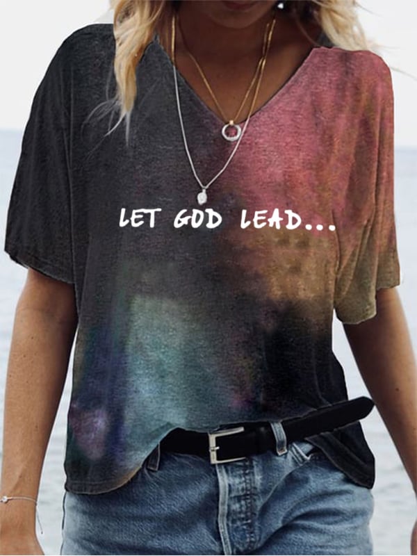 Women'S Let God Lead Print Casual T-Shirt