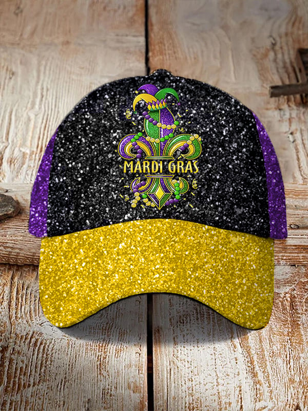 Unisex Shiny Mardi Gras Fleur De Lis Print Hat