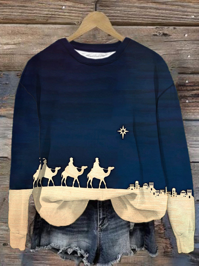 Women's Faith Religious Christmas Three Wise Men Print Sweatshirt